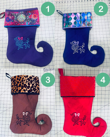 Poodle Christmas Stocking - Handmade Cotton Quilted Dog Lover Holiday Decor