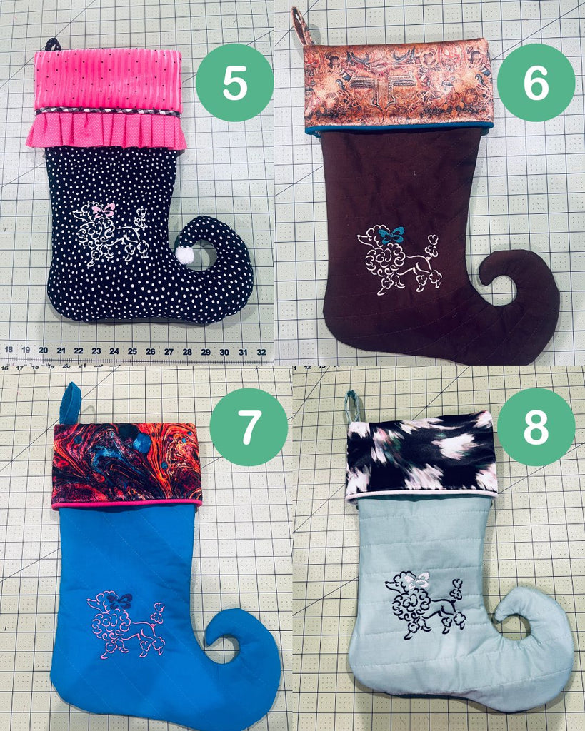 Poodle Christmas Stocking - Handmade Cotton Quilted Dog Lover Holiday Decor